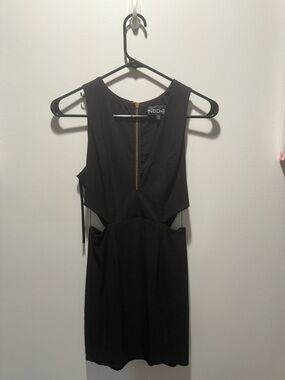 NBD Black Cutout Mini Dress with Gold Zip